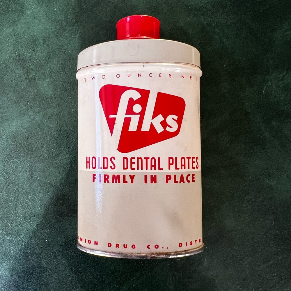 Antique Vintage Dental Fiks Dental Plate Adhesive Powder